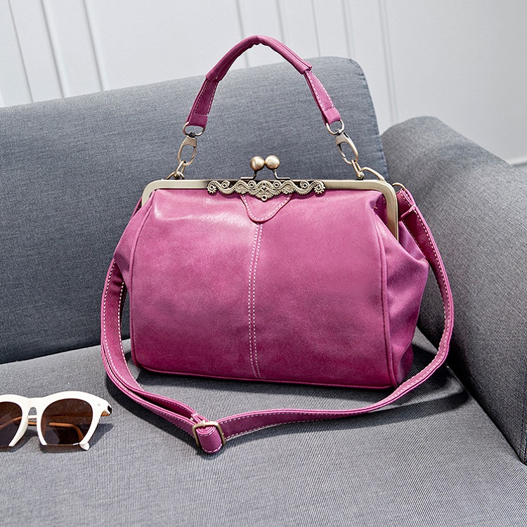 Soft PU Leather Handbags Retro Solid Color Ladies Bag Fashion Design Shoulder Bags Crossbody Handbag(图3)