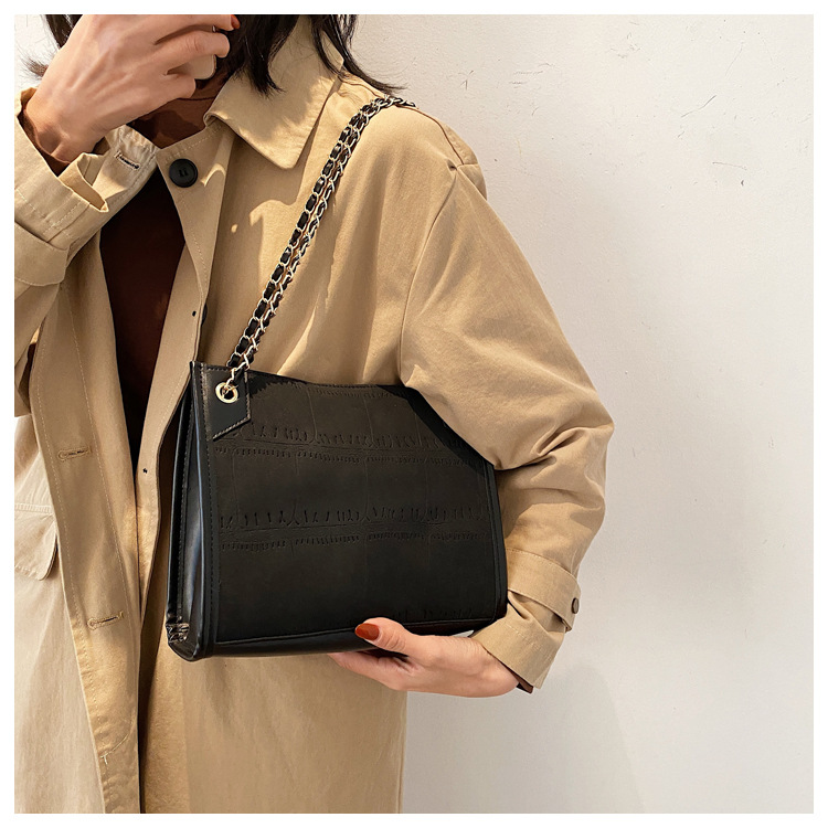 Black Color Good Quality PU Leather Tote Bags Lady Handbag Vintage Custom Ladies Handbag for Women(图6)