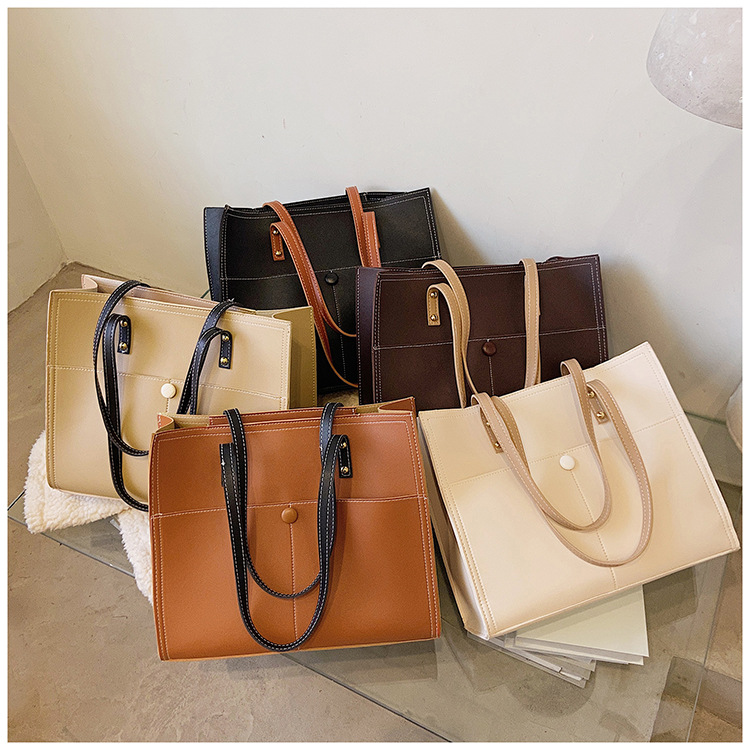 Hot Sales 2021 New Arrival Ladies Shopping Tote Bags Women Handbags PU Leather Zipper Tote Bag(图5)