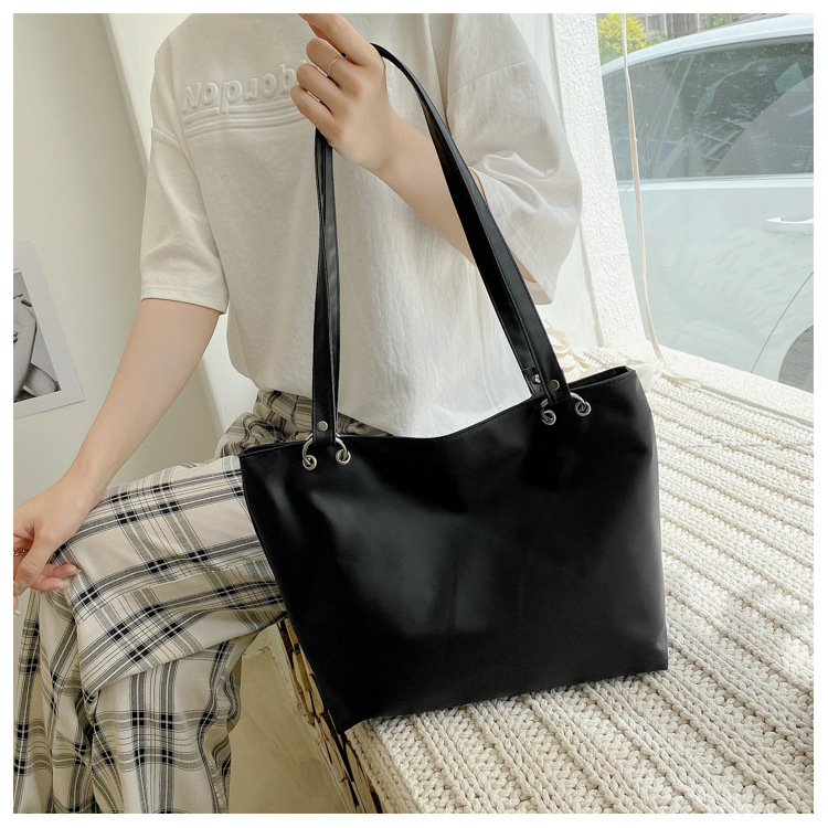 Factory Hot Sale Wholesale Leather Tote Bag Pu Zipper Bags Women Shopping Shoulder Handbags (图1)