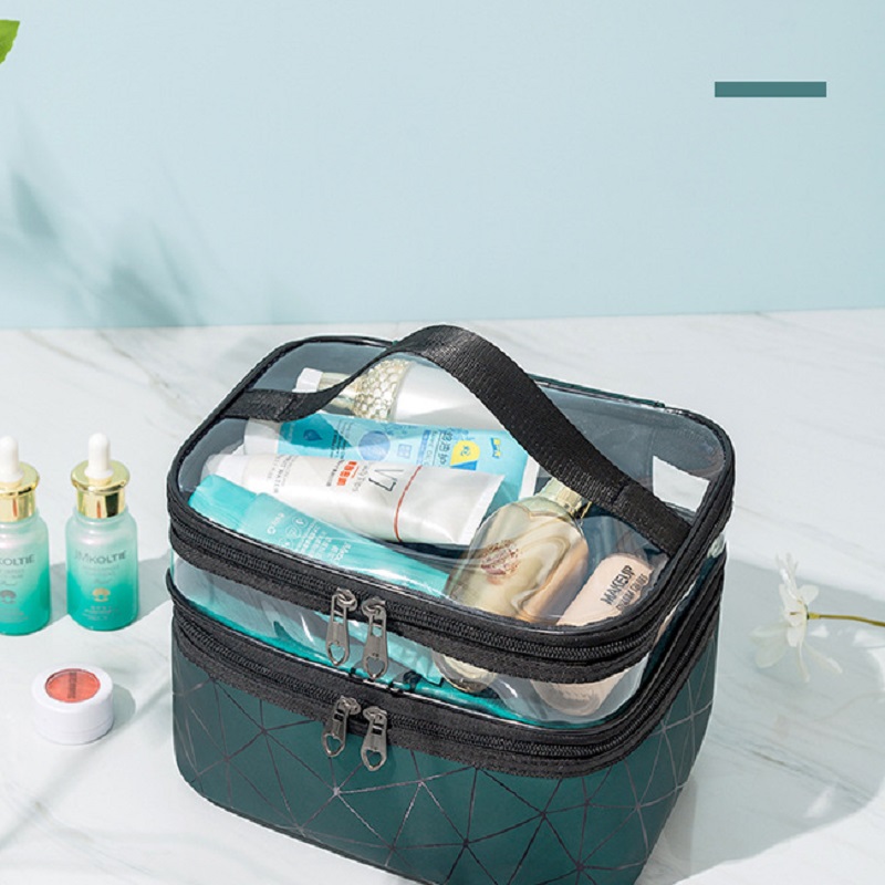 Custom Waterproof Large Cosmetic Bags PU Zip Pouch Beauty Travel Makeup Bag Pink Leather Makeup Bag(图2)