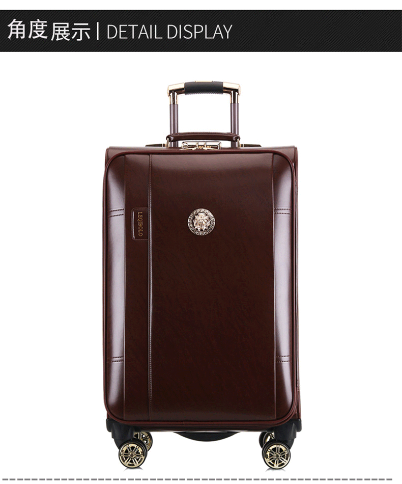 PU Leather Travel Luggage Bags Factory Trolley Suitcase Traveling Trolley Luggage Bag(图2)