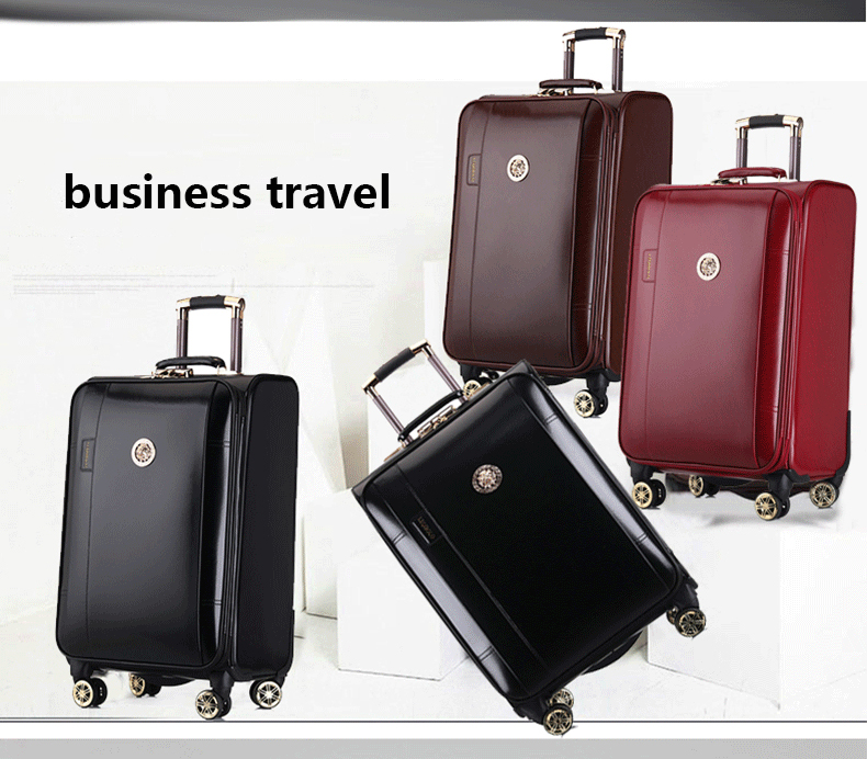 PU Leather Travel Luggage Bags Factory Trolley Suitcase Traveling Trolley Luggage Bag(图1)