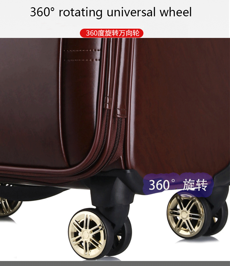 PU Leather Travel Luggage Bags Factory Trolley Suitcase Traveling Trolley Luggage Bag(图9)