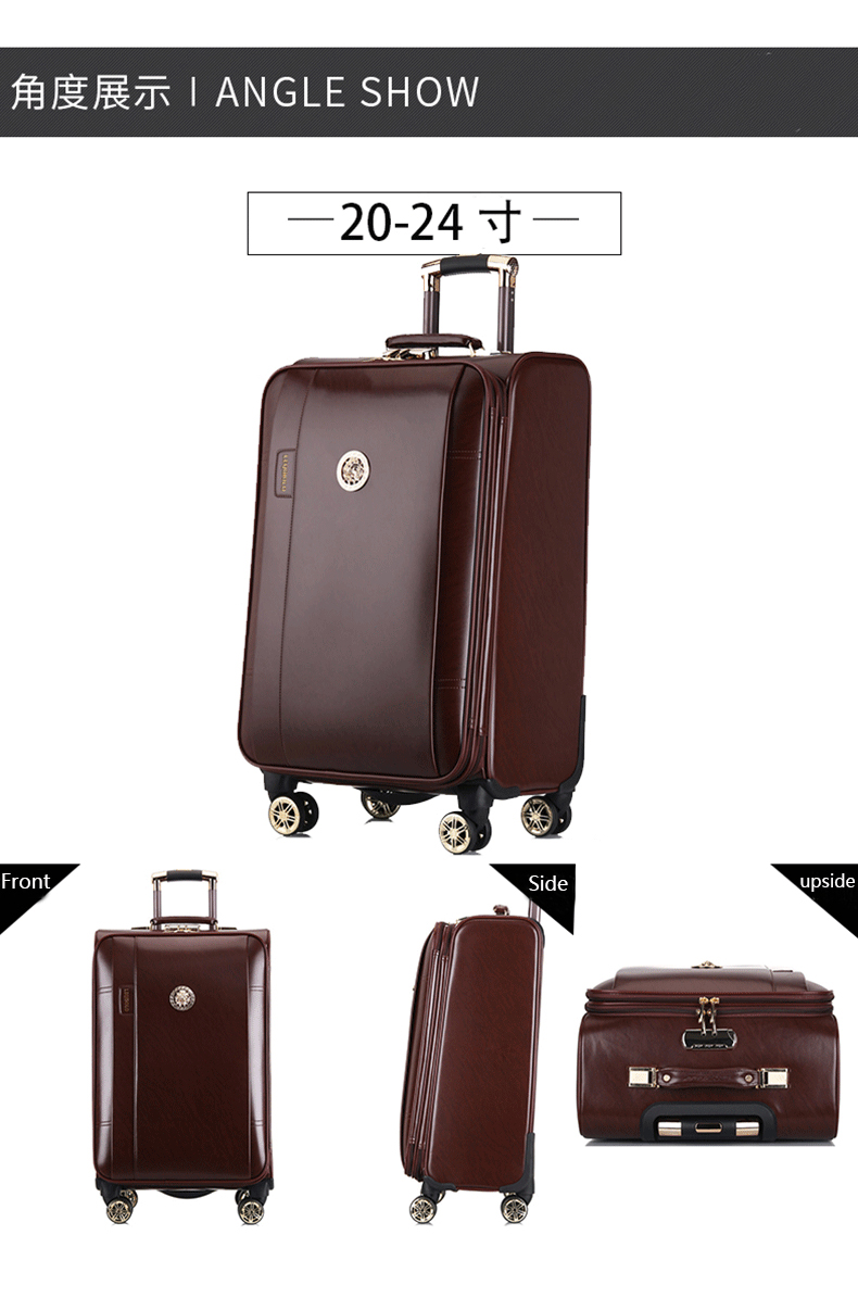 PU Leather Travel Luggage Bags Factory Trolley Suitcase Traveling Trolley Luggage Bag(图10)