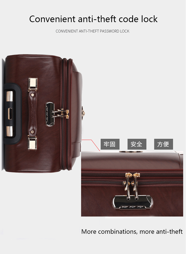 PU Leather Travel Luggage Bags Factory Trolley Suitcase Traveling Trolley Luggage Bag(图8)