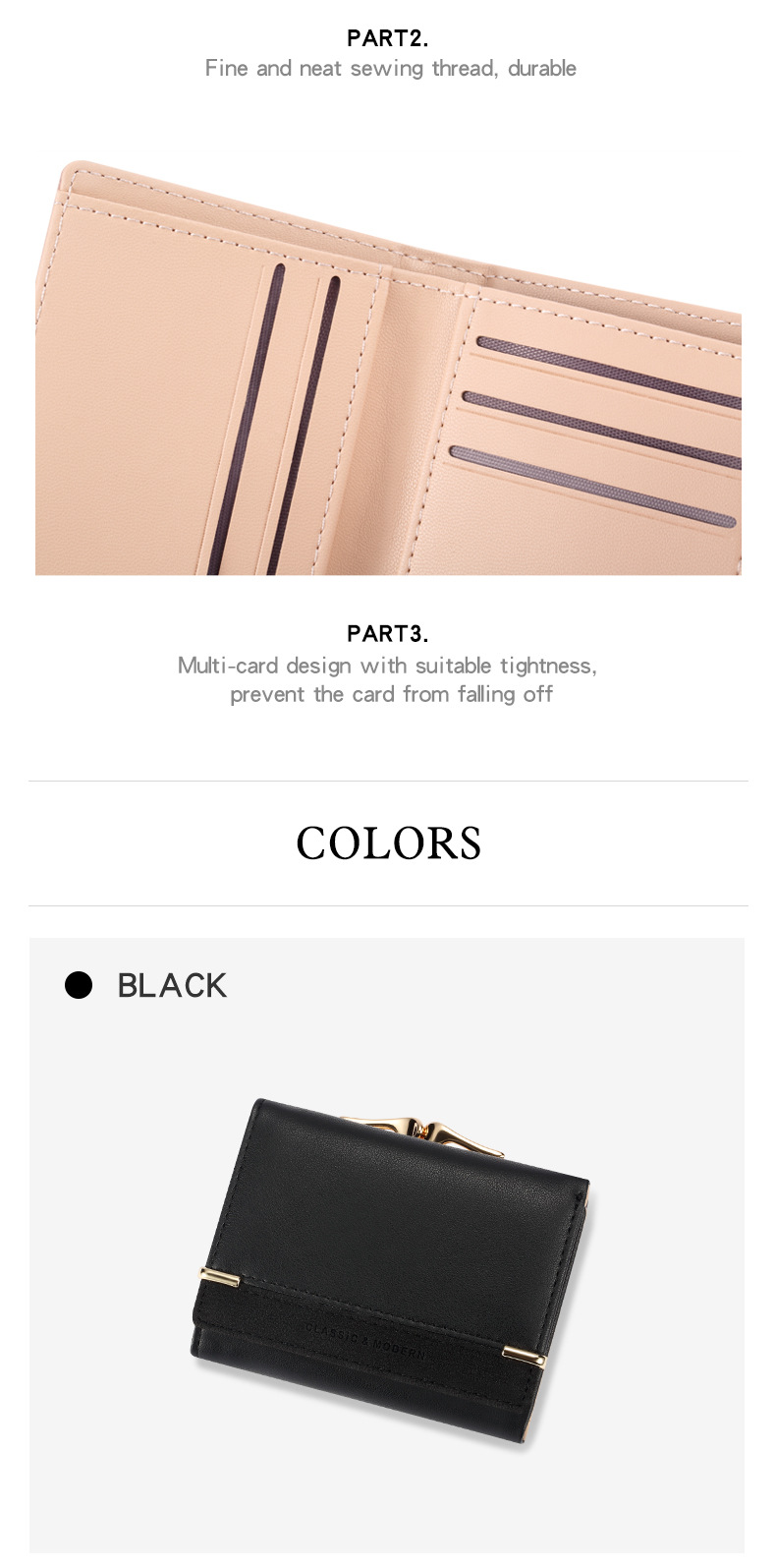 New Ladies Wallets Purse Custom Short Small Mini PU Leather Card Holder Wallet for Women(图7)