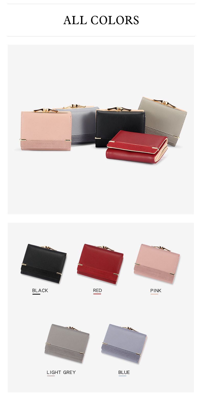 New Ladies Wallets Purse Custom Short Small Mini PU Leather Card Holder Wallet for Women(图4)