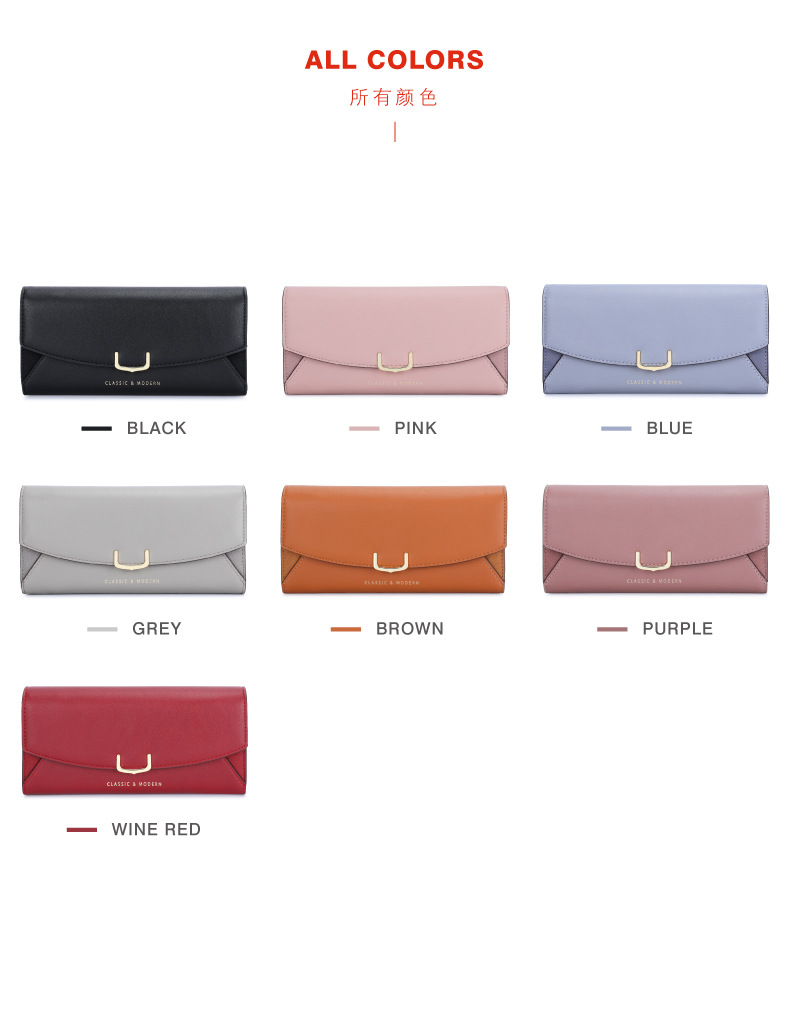 Womens Long Wallet Female Coin Card Holder Wallets Female Leather Clutch Money Handbags Purses(图3)
