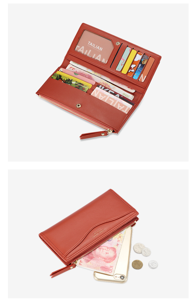 Women Female Purse Leather Wallet Long Coin Card Holder Multifunction Zipper Fashionable(图3)