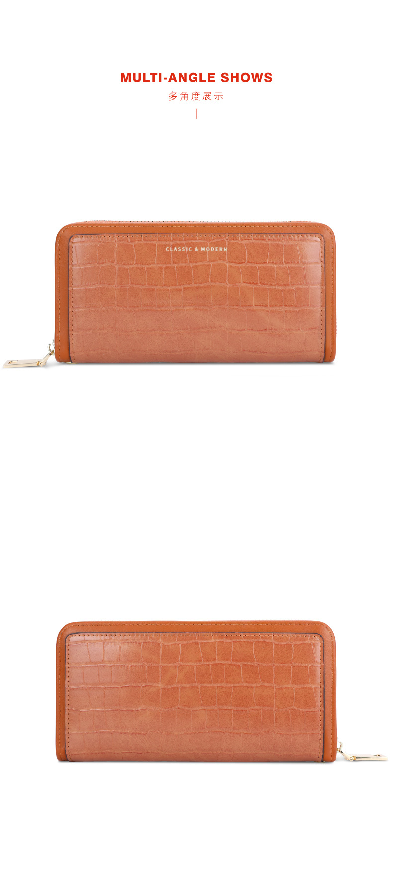 Soft Leather Women Long Clutch Zipper Travel Wallet Card Holder Wallet Money Bag(图7)