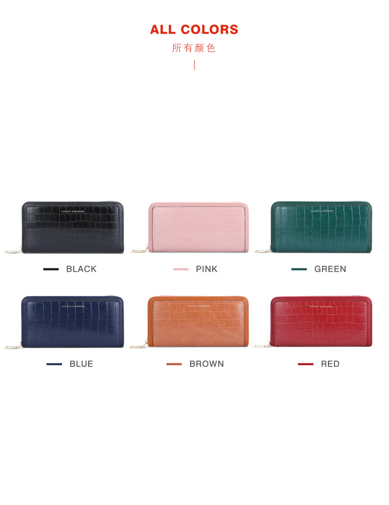 Soft Leather Women Long Clutch Zipper Travel Wallet Card Holder Wallet Money Bag(图3)