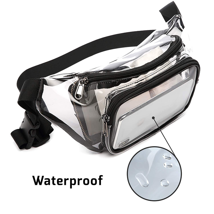 防水骑行运动跑步腰带腰包手机腰包包女款男士透明PVC腰包(图3)