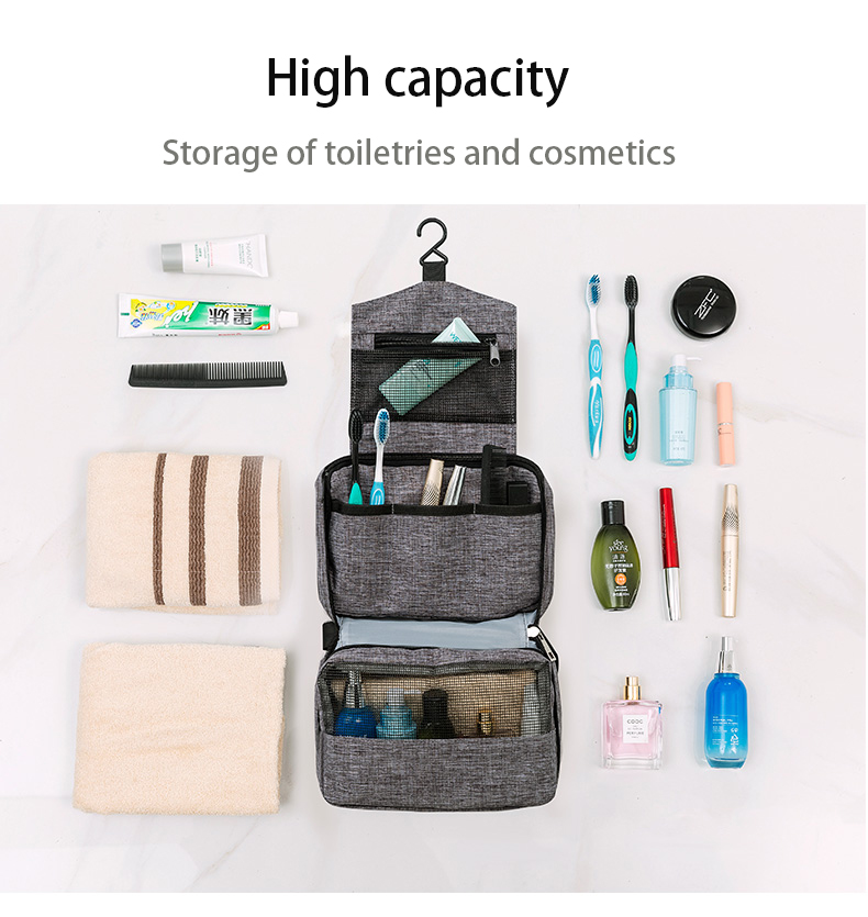 Waterproof Foldable Toiletry Bag Storage Cosmetic Case Custom Roll Bag Makeup Organizer Travel Knitt(图4)
