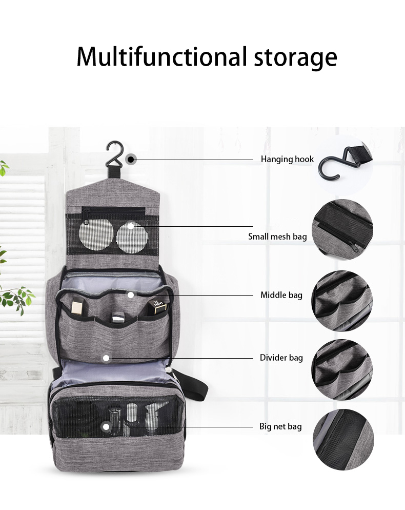 Waterproof Foldable Toiletry Bag Storage Cosmetic Case Custom Roll Bag Makeup Organizer Travel Knitt(图3)