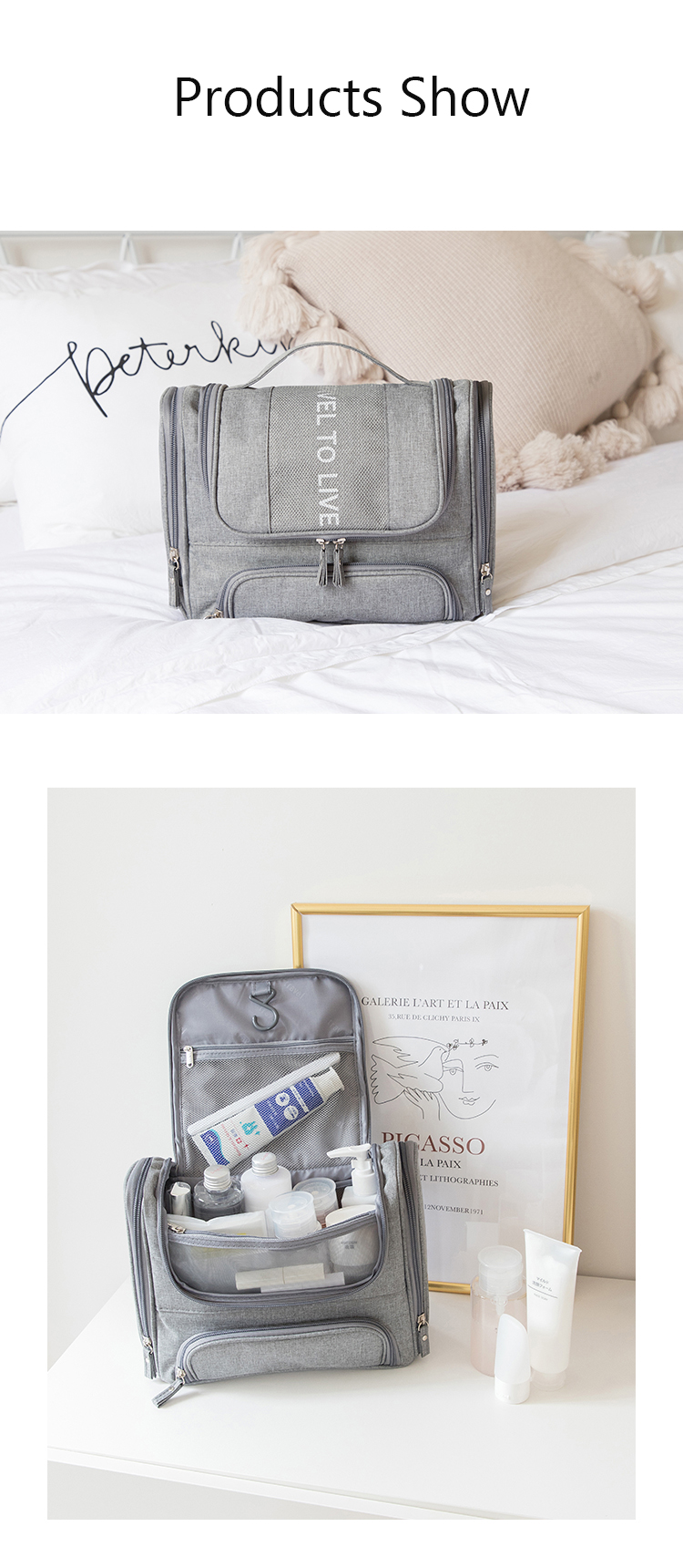 Custom Cosmetic Bag Waterproof Travel Storage Case For Cosmetics Brushes Boxes Makeup Bag(图8)