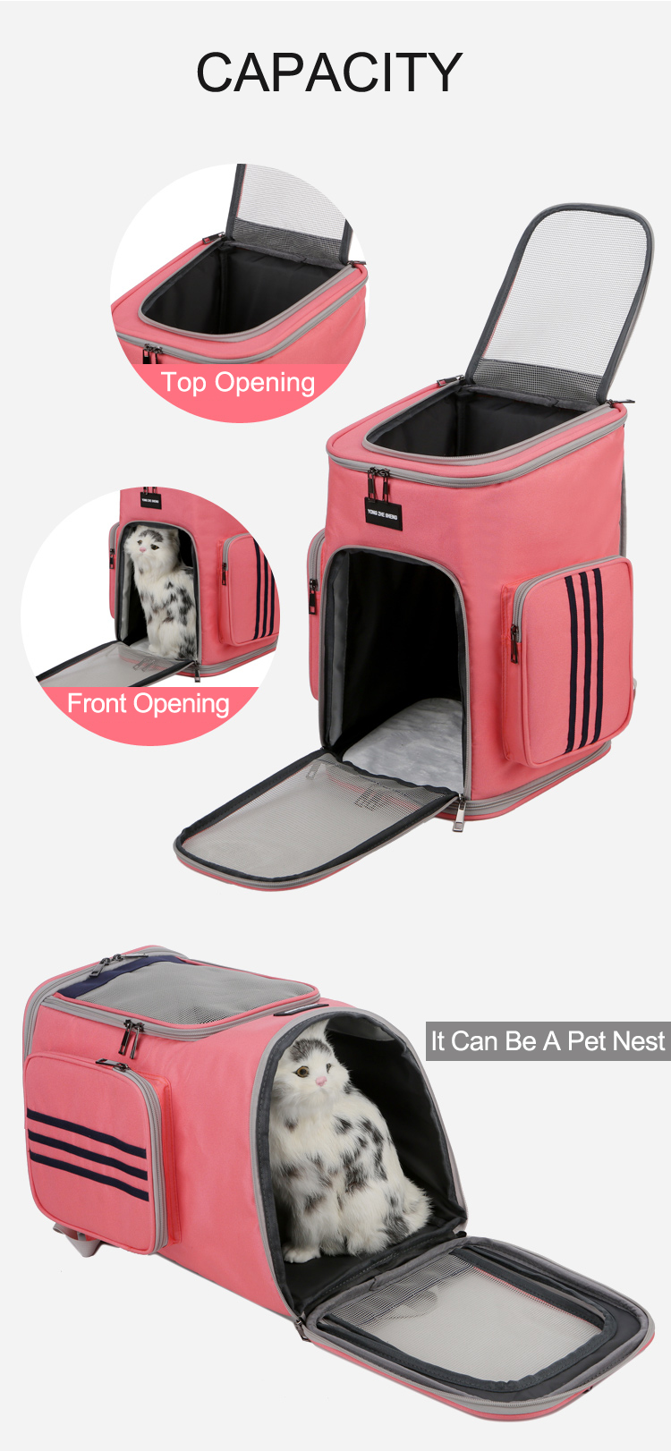 Custom Large Ergonomic Dog Cat Foldable Pet Carrier Backpack Weekend Dog Travel Bag Carrying Bag(图3)