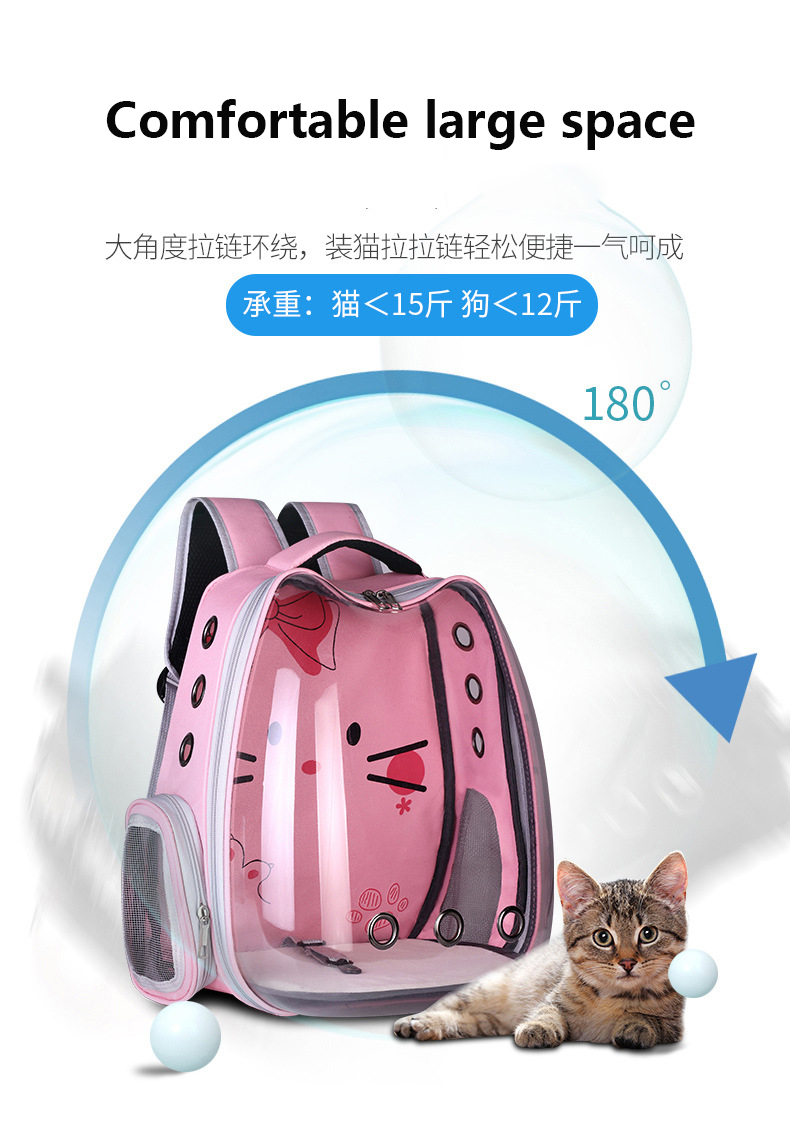 新款宠物太空背包猫包胸全透明背包狗狗创意双肩宠物包(图4)