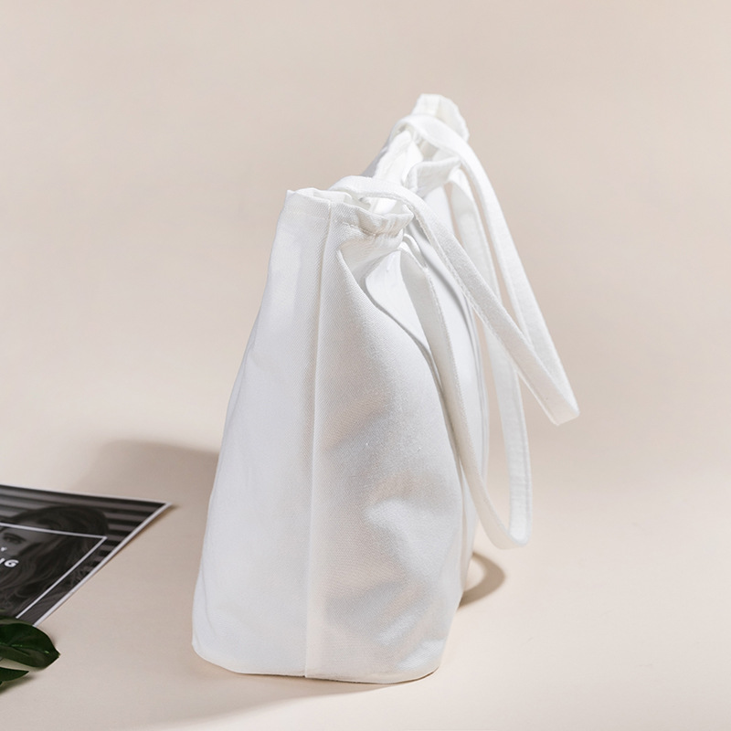 折叠购物袋纯白色购物手提袋定制LOGO布艺购物袋(图2)