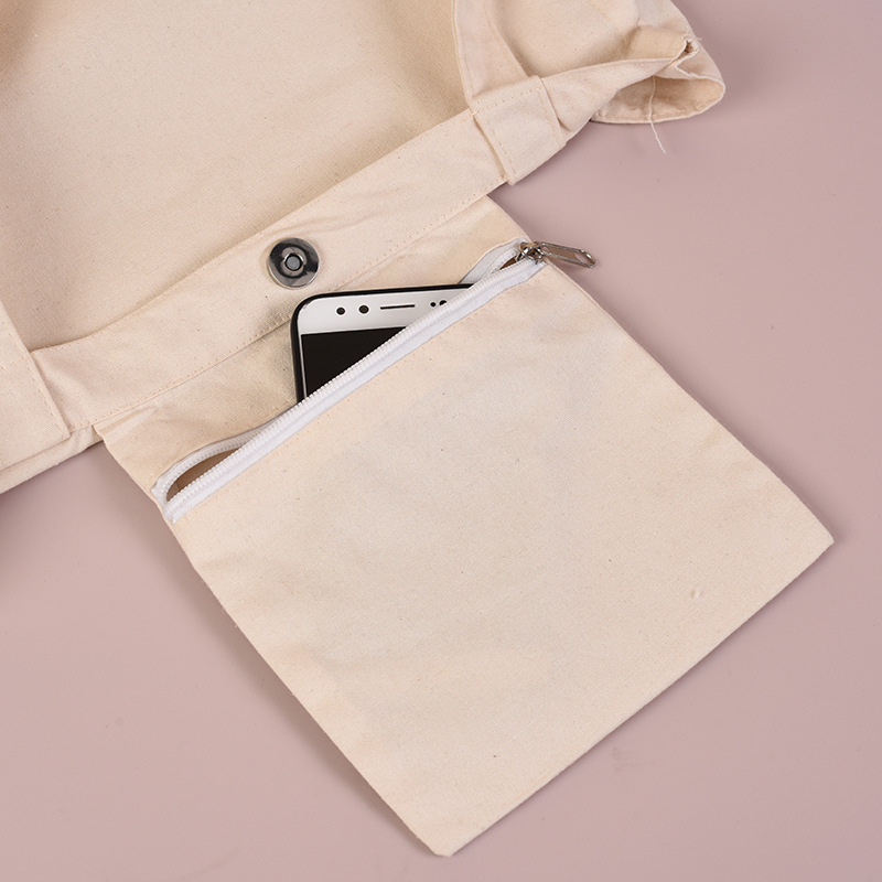高品质空白定制印花棉棕色帆布购物手提袋带标志(图1)