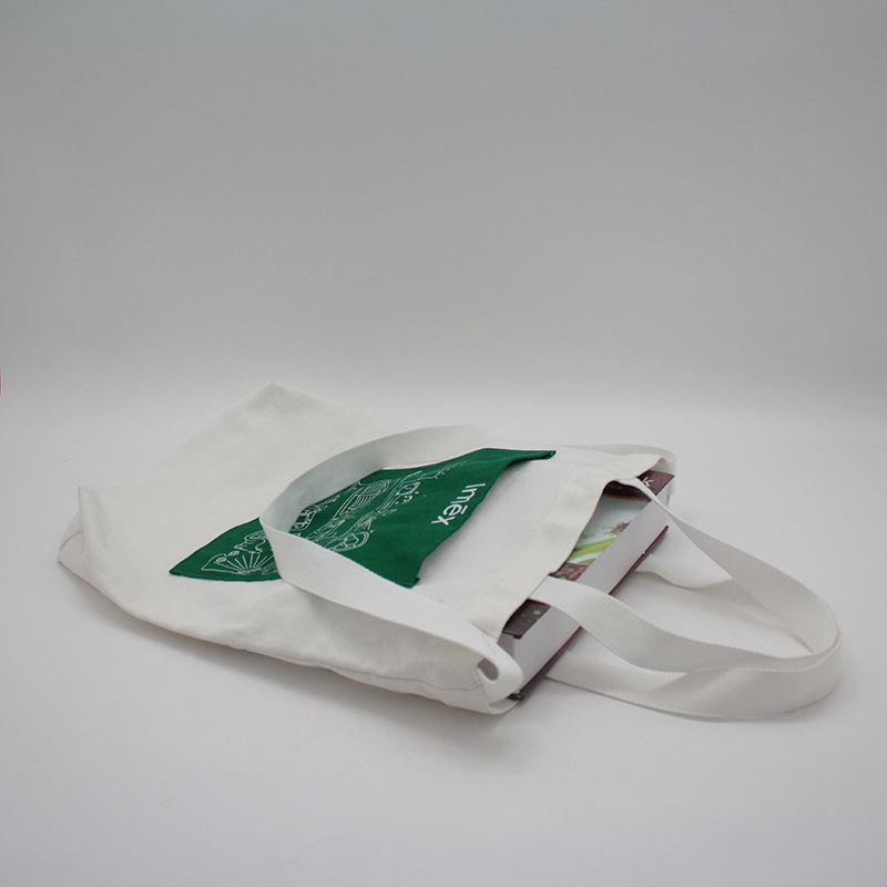 定制logo印刷徽标棉质手提袋回收可重复使用的白色帆布手提袋购物袋(图4)