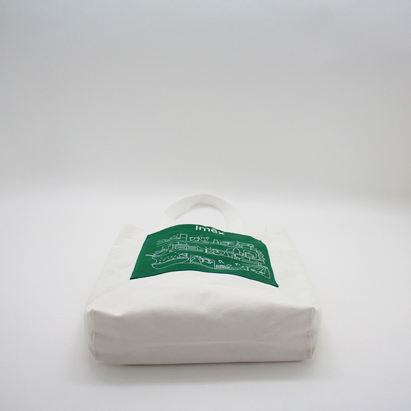 定制logo印刷徽标棉质手提袋回收可重复使用的白色帆布手提袋购物袋(图5)