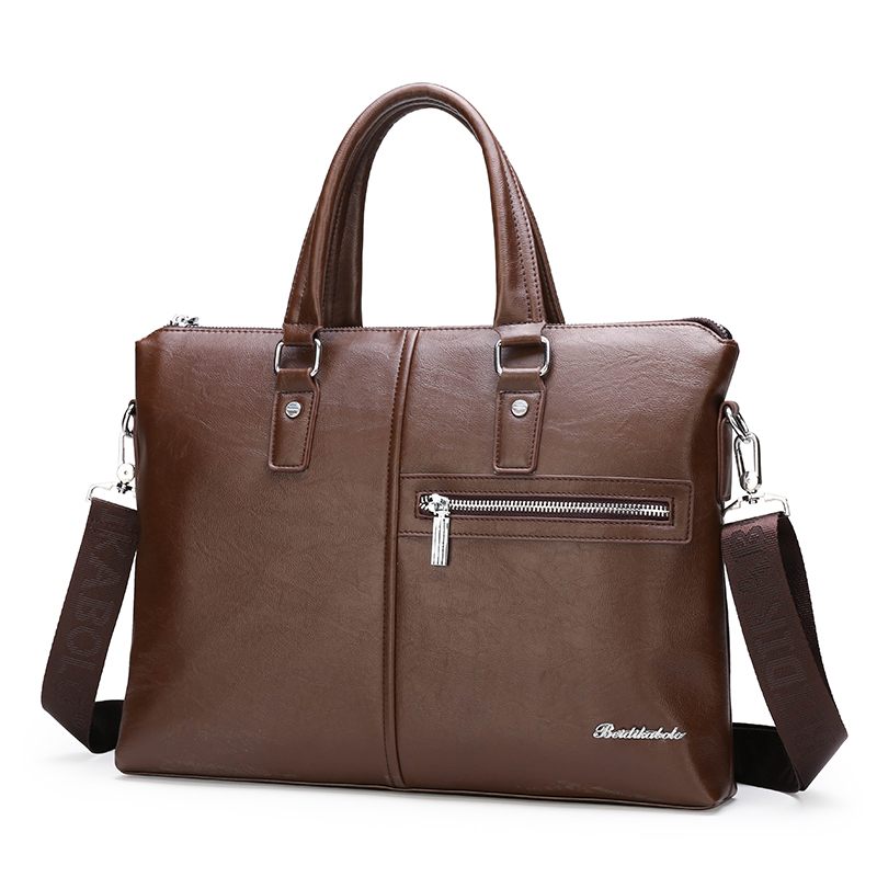 Fashion Business Casual Waterproof PU leather Handbag Crossbody Shoulder Laptop bag Men Briefcase(图3)