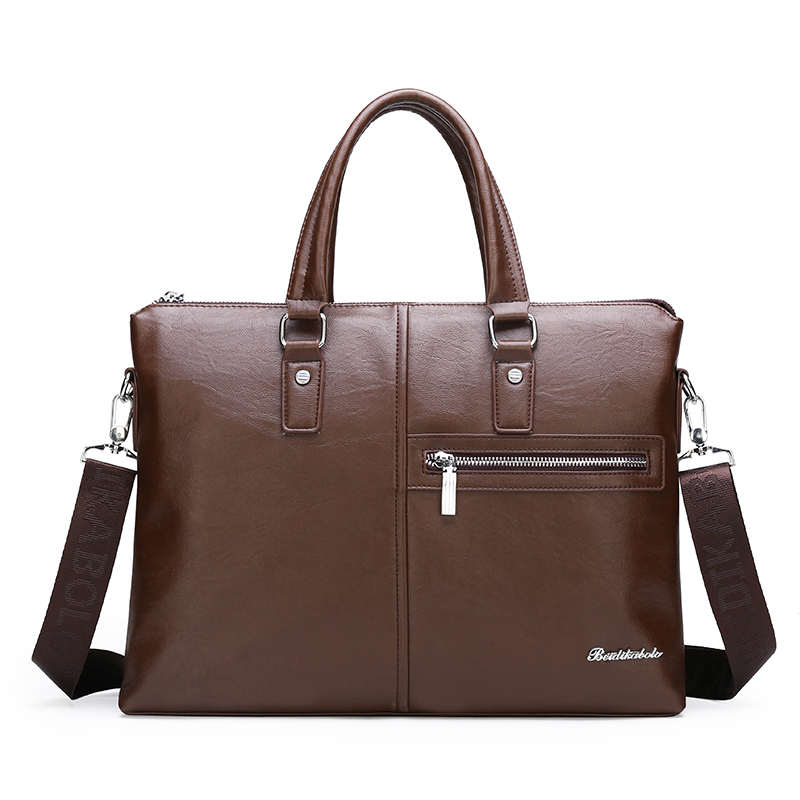 Fashion Business Casual Waterproof PU leather Handbag Crossbody Shoulder Laptop bag Men Briefcase(图1)