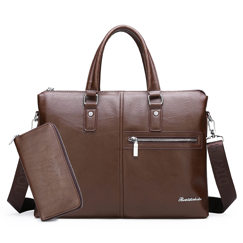 Fashion Business Casual Waterproof PU leather Handbag Crossbody Shoulder Laptop bag Men Briefcase(图2)