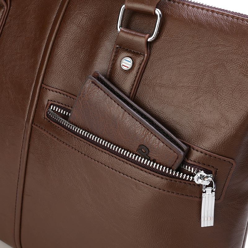 Fashion Business Casual Waterproof PU leather Handbag Crossbody Shoulder Laptop bag Men Briefcase(图9)