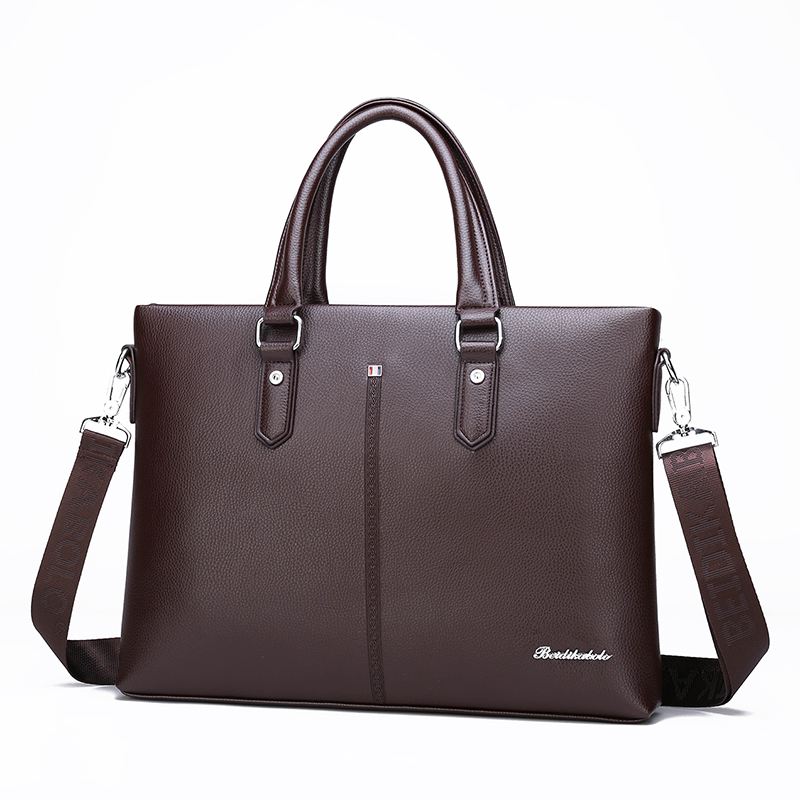 Office Business Single Shoulder Cross Bag Leather Briefcase, Laptop Bag For Men(图2)